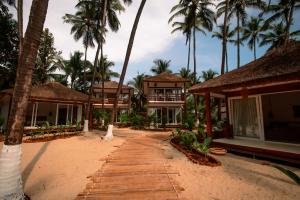 戈阿韦尔哈Thalassa Beach Boutique Resort的棕榈树海滩上的度假村