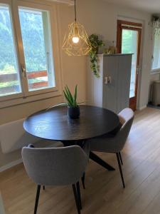 布赖滕Haus Leopold的餐桌,椅子和盆栽植物