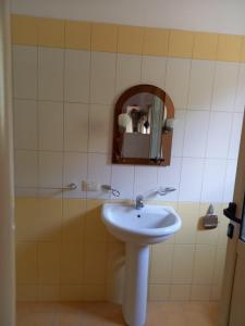 奥里库姆BRAHIMAJ Appartament的一间带水槽和镜子的浴室
