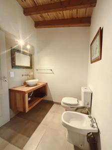 圣卡洛斯-德巴里洛切Casa de Campo La Chacra的浴室配有白色卫生间和盥洗盆。