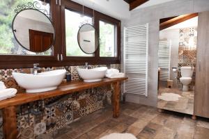 阿约斯耶奥伊欧斯Villa Alex的浴室设有2个水槽和2面镜子