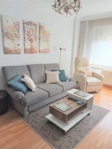 巴利亚多利德Confortable y luminoso apartamento的带沙发和咖啡桌的客厅