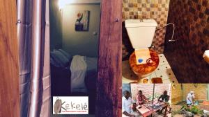BukavuRoom in Villa - Bar Restaurant Guesthouse的连在一起的带卫生间的浴室照片