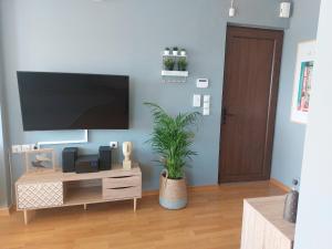 海若克利欧365 Urban Suite的客厅设有壁挂式平面电视。