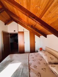 西利皮Country House Bakicevo的一间卧室设有一张木天花板床。