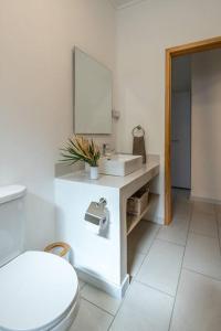 Coteau RaffinLe Rivage Appartement Mauritius的一间带卫生间、水槽和镜子的浴室