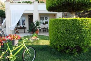 沃洛斯Evelina - Home with View的停在房子前面的绿色自行车
