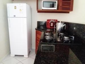 皮帕Pipa Brisas do Amor的厨房配有炉灶、冰箱和微波炉。