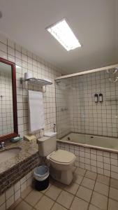 皮拉西卡巴New Life Piracicaba by Atlantica的浴室配有卫生间、盥洗盆和浴缸。