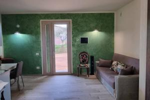 Crespinaappartamento Margherita的客厅设有绿色的墙壁和沙发