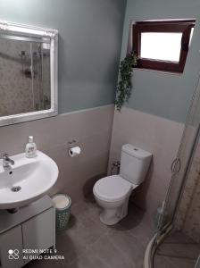 斯利文Уютна къща的一间带卫生间和水槽的浴室