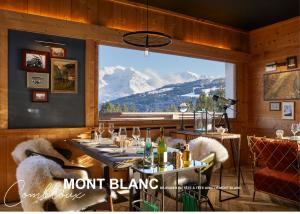 孔布卢Chalet Alpen Valley, Mont-Blanc的山景用餐室