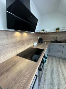 modern, geräumig, stylische Wohnung in Melle的厨房或小厨房