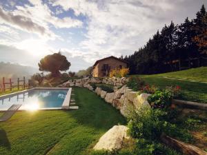 CampofiloneGaeLeon Campofilone的一个带游泳池和石墙的花园