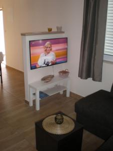 拉布Apartment Maria的客厅设有壁挂式平面电视。