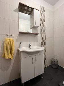 赫尔采格诺维Sobe Baosici Marina的白色的浴室设有水槽和镜子