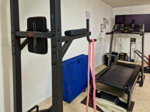 法鲁Qta do Eucalipto Villa的一间健身房,里面装有举重机