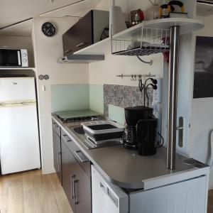 勒米伊Mobile-Home的厨房配有炉灶和台面