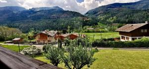 潘基阿Bilocale Nel Cuore Della Val Di Fiemme的一座有房子和山地的村庄