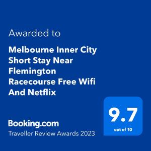 墨尔本Melbourne Inner City Holiday Home Near CBD & Flemington的迎宾班轮城市短住附近新颖资源免费WiFi的屏幕照