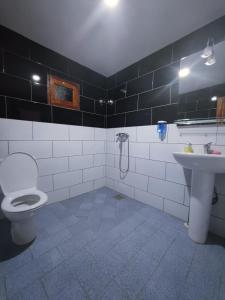 Akhendachou nʼAït OuffiAuberge NICE VIEW DADES的一间带卫生间和水槽的浴室