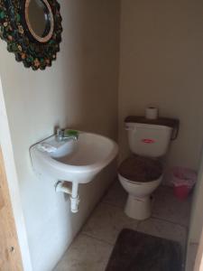 圣埃莱纳Hospederia Oasis的一间带水槽和卫生间的浴室