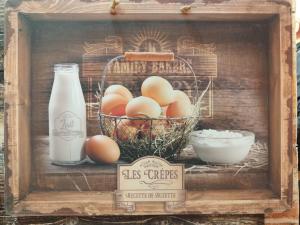西克斯特Amour & Chocolat的篮子里的鸡蛋和一瓶牛奶的照片