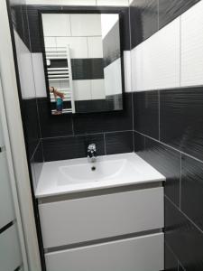 PamprouxGite Bin Benaise sans linge的一间带水槽和镜子的浴室