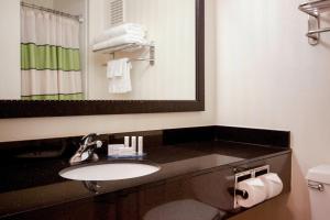 ForsythFairfield Inn by Marriott Forsyth Decatur的一间带水槽和镜子的浴室