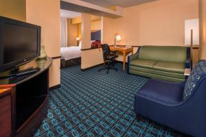 尚蒂伊杜勒斯机场尚蒂伊酒店的酒店客房设有电视、沙发和床。