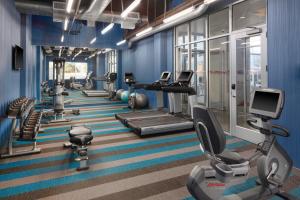 林夕昆高地雅乐轩巴尔的摩华盛顿国际机场酒店的健身房设有数台跑步机和有氧运动器材