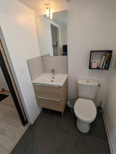 佩萨克Studio Meublé très Agréable的浴室配有白色卫生间和盥洗盆。