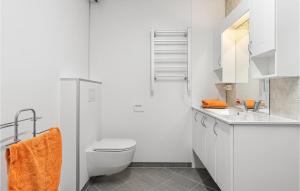 Fanahamaren2 Bedroom Nice Home In Fana的白色的浴室设有卫生间和水槽。