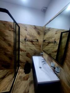 苏利纳Cirex Delta Club Sulina的一间带水槽和镜子的浴室