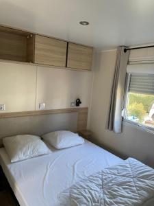 拉特斯Au lac des rêves的一间卧室配有带两个枕头的床和窗户
