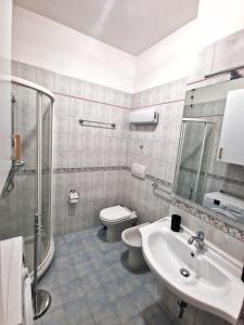 马里纳迪马萨LA BUSSOLA HOME的浴室配有卫生间、盥洗盆和淋浴。