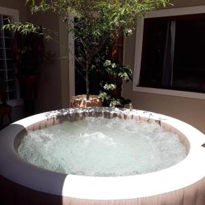 纳韦甘蒂斯NAVEGA HOUSE的植物间里的一个大型热水浴缸