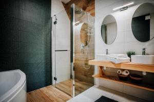 扎科帕内Apartamenty Widok Tatr的带淋浴和卫生间的浴室