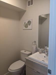 温尼伯Harbison的一间带卫生间、水槽和镜子的浴室