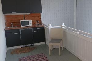 TerälahtiSalonsaaren Pappila的一间带水槽和微波炉的小厨房