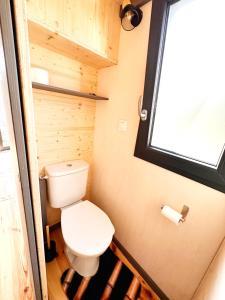 绍莱tiny house的一间带卫生间和窗户的小浴室
