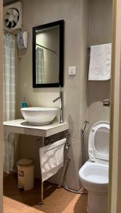 马累撒拉精品酒店的一间带水槽和卫生间的浴室