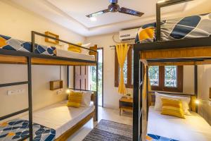 维沙卡帕特南Zostel Visakhapatnam (Vizag)的旅馆内带两张双层床的客房
