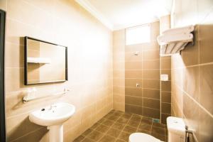 马六甲The Duyong Dream的一间带水槽、卫生间和镜子的浴室