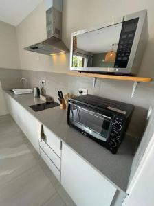 黑河区Bois Mapou Self Catering Apartments Unit 201的厨房配有烤面包机和微波炉。