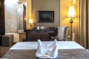 豪伊杜索博斯洛德里巴布酒店的酒店客房,配有床和电视