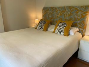 乌迪亚莱斯堡Apartamento Playa Ostende ,Garaje incluido的一张床上有两个枕头的房间