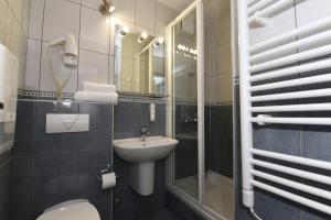 普洛切Hotel Tolero的一间带水槽、卫生间和镜子的浴室