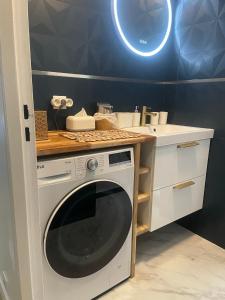 塞夫尔Blue Haven Sèvres的厨房配有洗衣机和水槽