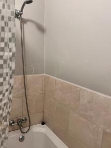 姆巴巴内GoldenWays Apartments的带淋浴和浴缸的浴室